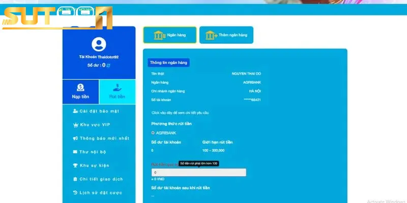 rut tien ve tai khoan nhanh chong de dang